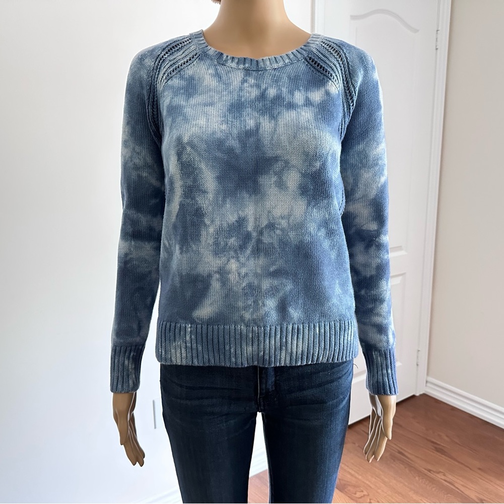 AMERICAN EAGLE Blue White Tie Dye Crewneck Sweater Knitwear Top
